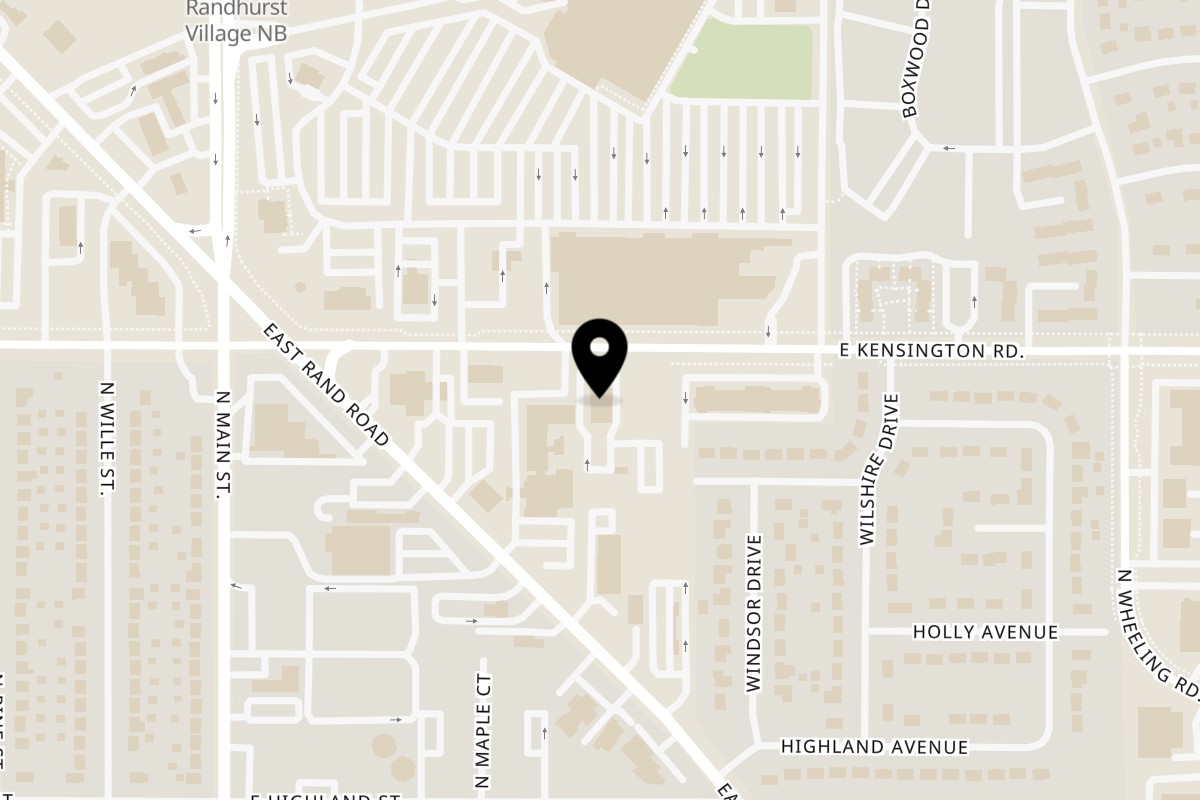 Map showing the location of The Red Barn Restaurant and Brewery on 303 E Kensington Rd in Mt Prospect